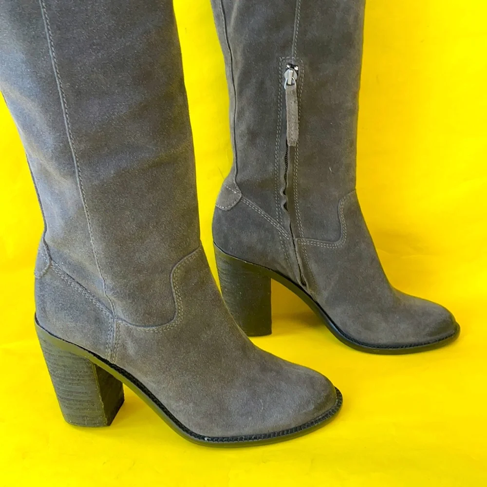Dark gray Steve Madden leather over the knee boots